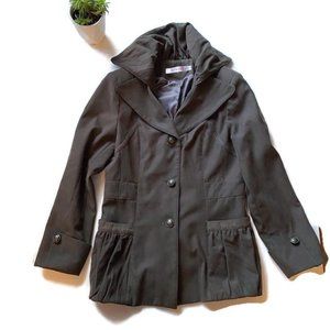 Chocolate Brown  High Collared Jacket Blazer Sz L